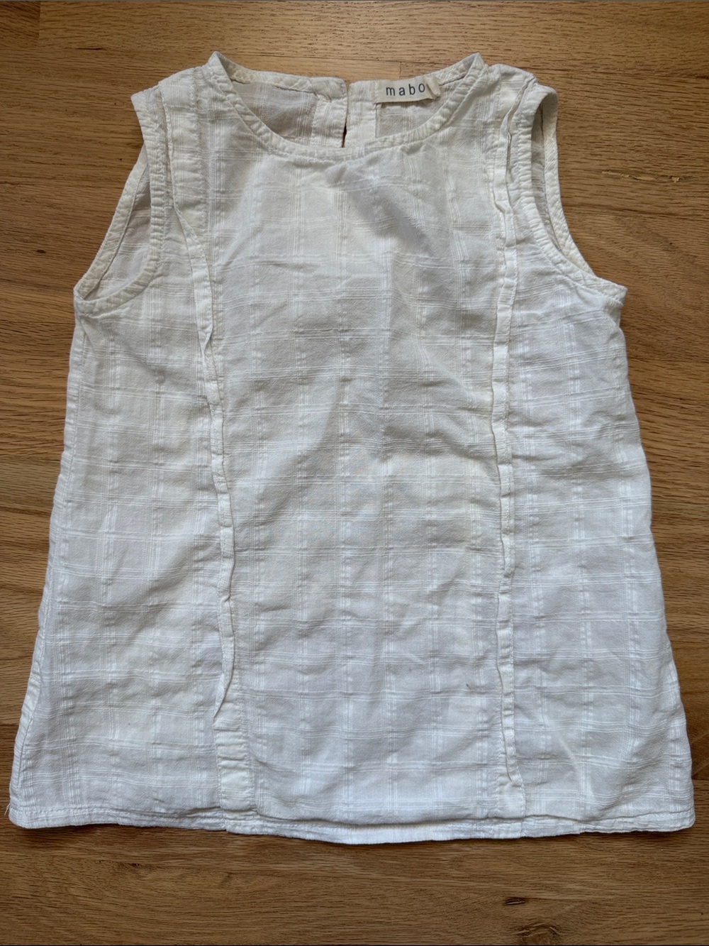 Mabo Creamy White Textured 100% Cotton Sleeveless Tank Top Girls sz 10/11